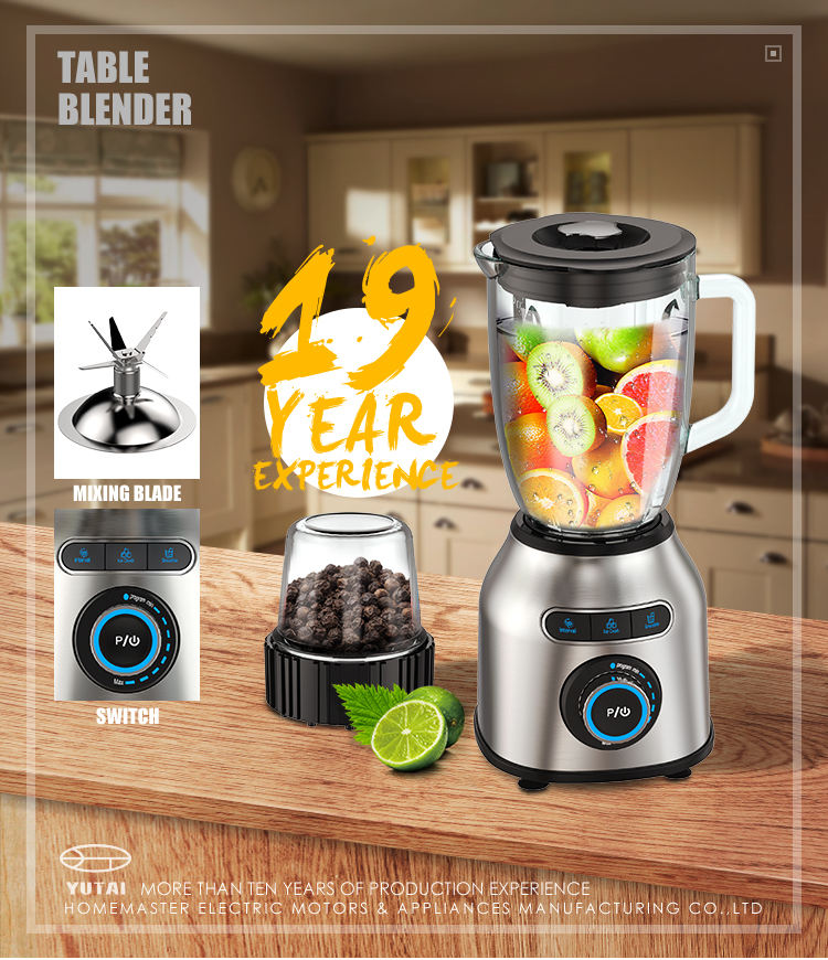Licuadora inoxidable de acero multifuncional eléctrica de alta potencia 1800W para batidos, frutas y verduras