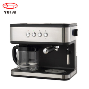 Cafetera eléctrica 2 en 1 de 15 Bar, automática, de acero inoxidable, función de mantenimiento del calor, cafetera de goteo americano y espresso