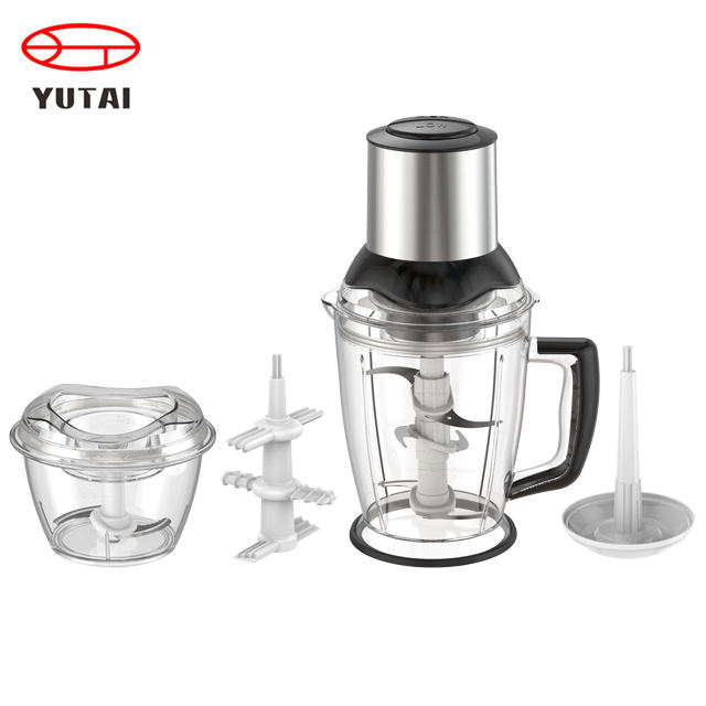 Mini picador eléctrico de alimentos, procesador de alimentos Manual de cocina, práctico cortador de carne, ajo y verduras, 2000ML