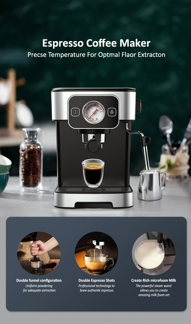 Inicio Cafetera comercial Máquina de café expreso semiautomática Espumador de leche italiano Cappuccino Cafe con precio de fábrica