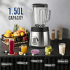 800W 1.5L Encimera de mesa Cuerpo de acero inoxidable de 2 velocidades 6 cuchillas Batidos eléctricos de vidrio Batidos Trituración de hielo Exprimidor Molienda Procesador de alimentos Licuadora doméstica
