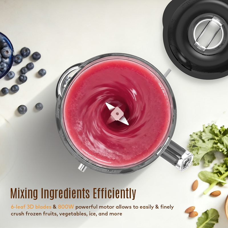 800W 1.5L Encimera de mesa Cuerpo de acero inoxidable de 2 velocidades 6 cuchillas Batidos eléctricos de vidrio Batidos Trituración de hielo Exprimidor Molienda Procesador de alimentos Licuadora doméstica